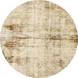 Round Machine Washable Abstract Gold Rug, wshabs2010