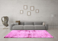 Machine Washable Abstract Pink Modern Rug, wshabs2010pnk