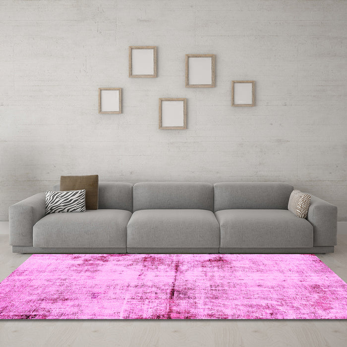 Machine Washable Abstract Pink Modern Rug in a Living Room, wshabs2010pnk