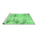 Sideview of Machine Washable Abstract Emerald Green Modern Area Rugs, wshabs2010emgrn