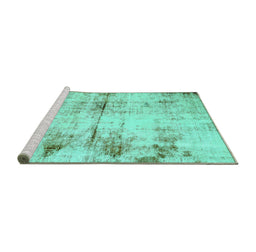 Sideview of Machine Washable Abstract Turquoise Modern Area Rugs, wshabs2010turq
