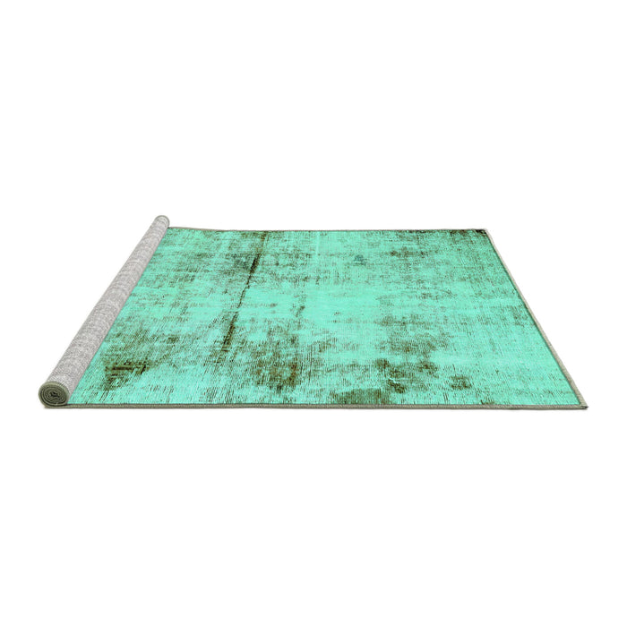 Sideview of Machine Washable Abstract Turquoise Modern Area Rugs, wshabs2010turq