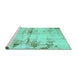 Sideview of Machine Washable Abstract Turquoise Modern Area Rugs, wshabs2010turq