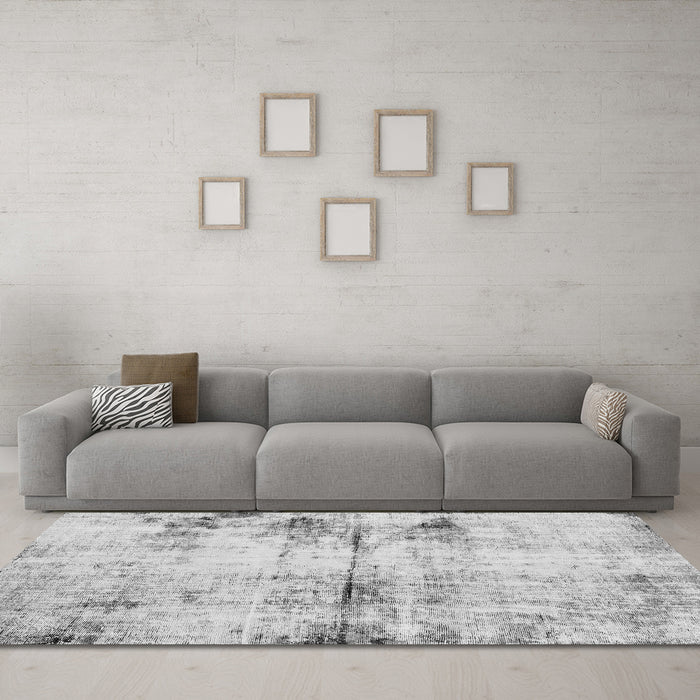 Machine Washable Abstract Gray Modern Rug in a Living Room,, wshabs2010gry