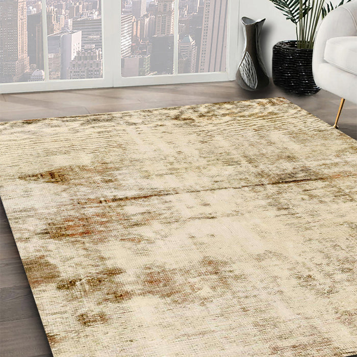 Abstract Golden Blonde Gold Modern Rug in Family Room, abs2010