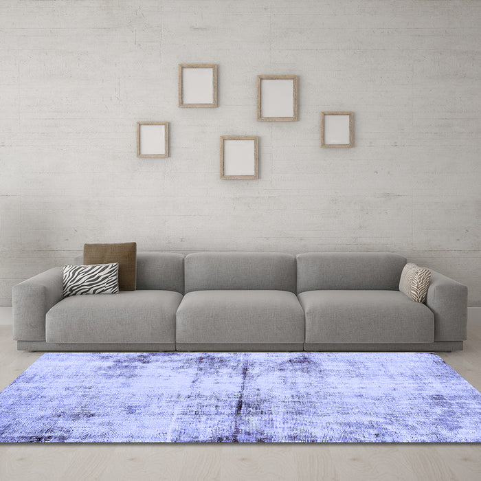 Machine Washable Abstract Blue Modern Rug in a Living Room, wshabs2010blu