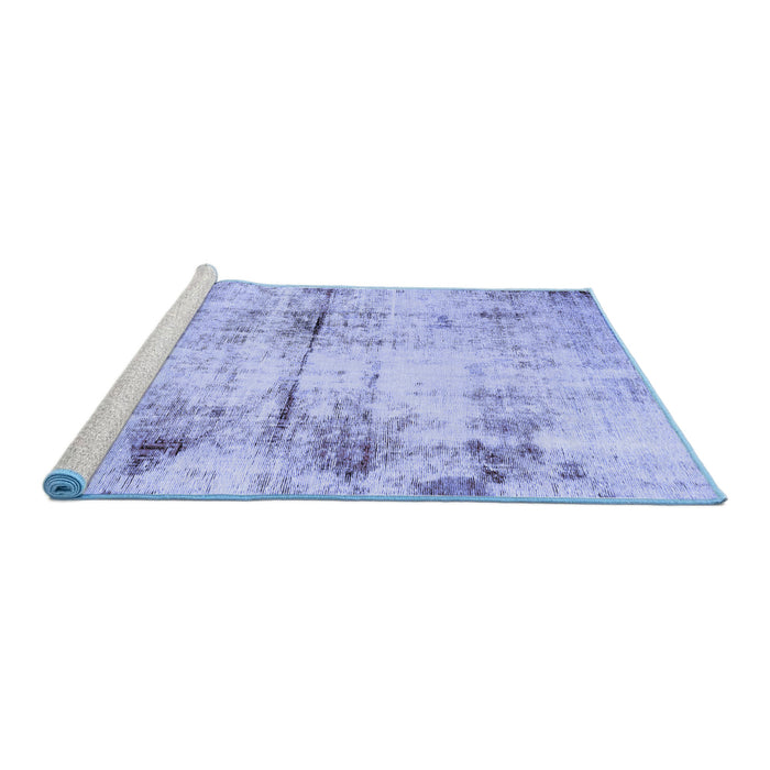 Sideview of Machine Washable Abstract Blue Modern Rug, wshabs2010blu