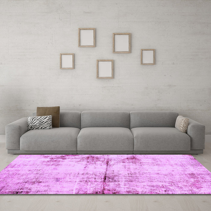 Machine Washable Abstract Purple Modern Area Rugs in a Living Room, wshabs2010pur