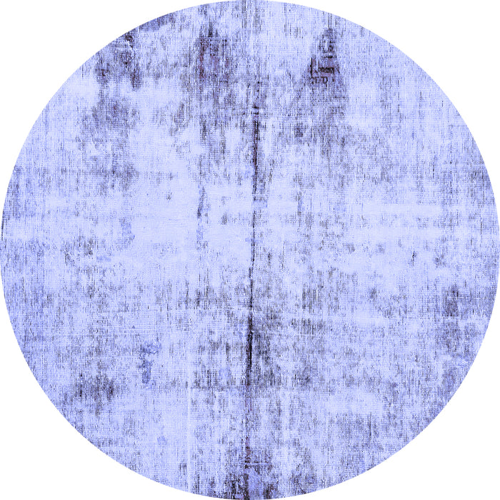Round Machine Washable Abstract Blue Modern Rug, wshabs2010blu