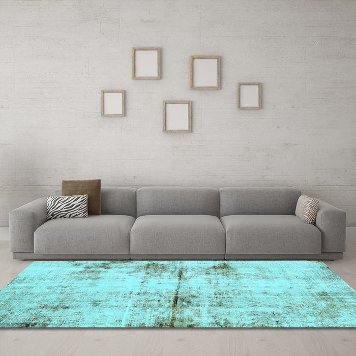 Machine Washable Abstract Light Blue Modern Rug in a Living Room, wshabs2010lblu