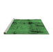 Sideview of Machine Washable Abstract Emerald Green Modern Area Rugs, wshabs2011emgrn