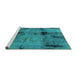 Sideview of Machine Washable Abstract Turquoise Modern Area Rugs, wshabs2011turq