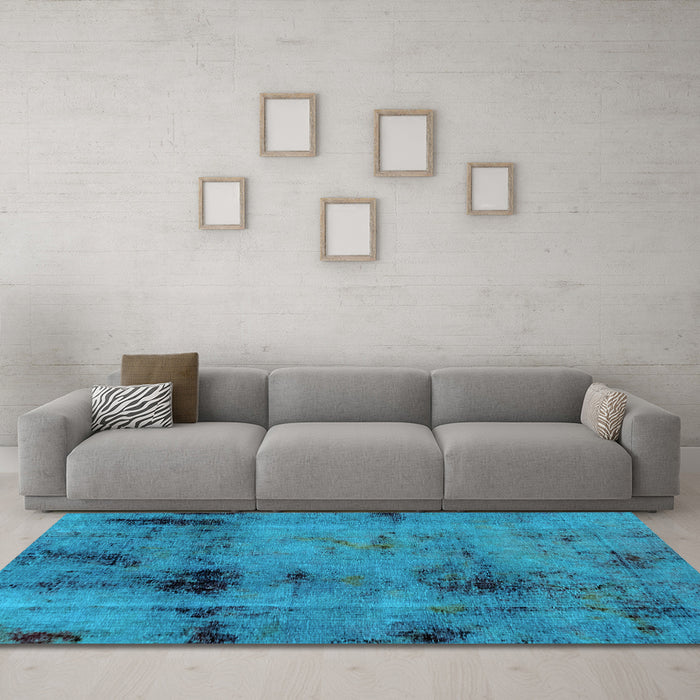 Machine Washable Abstract Light Blue Modern Rug in a Living Room, wshabs2011lblu