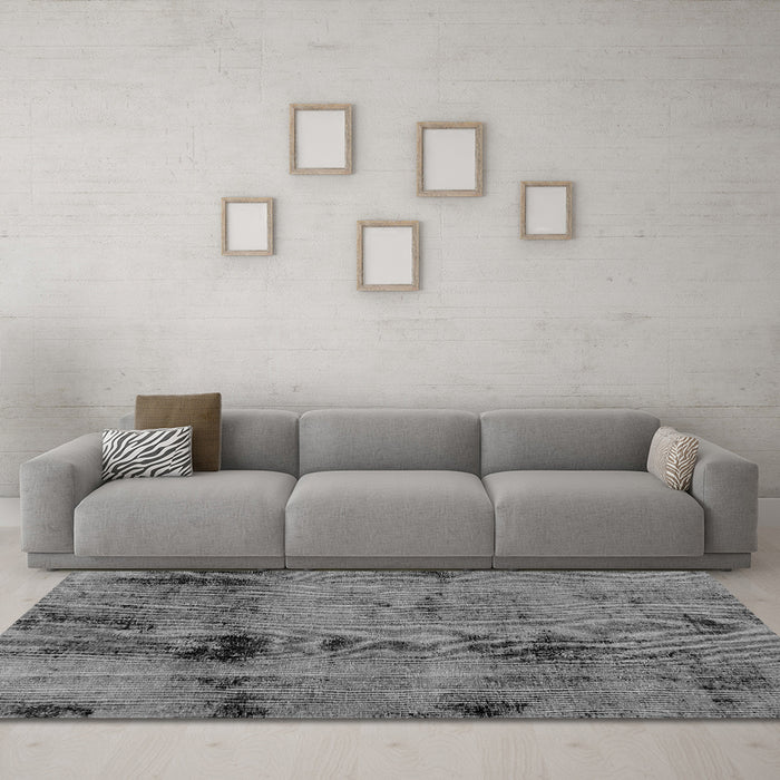 Machine Washable Abstract Gray Modern Rug in a Living Room,, wshabs2011gry