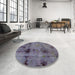 Round Machine Washable Abstract Lavender Purple Rug in a Office, wshabs2011