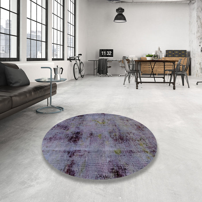 Round Abstract Lavender Purple Modern Rug in a Office, abs2011