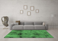 Machine Washable Abstract Emerald Green Modern Rug, wshabs2011emgrn