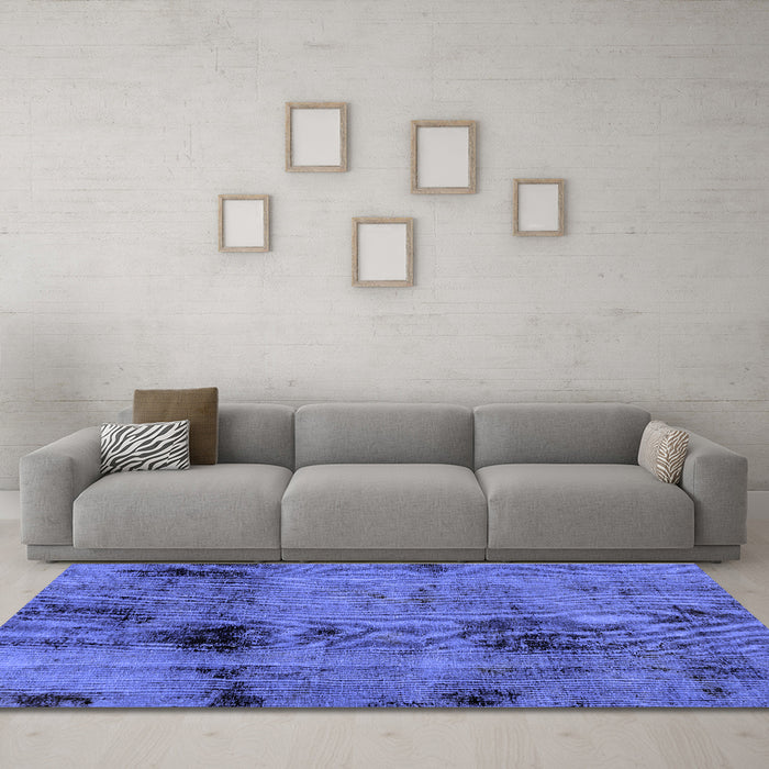 Machine Washable Abstract Blue Modern Rug in a Living Room, wshabs2011blu