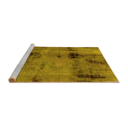 Sideview of Machine Washable Abstract Yellow Modern Rug, wshabs2011yw