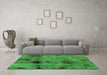 Machine Washable Abstract Green Modern Area Rugs in a Living Room,, wshabs2011grn