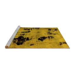 Sideview of Machine Washable Abstract Yellow Modern Rug, wshabs2012yw
