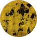 Round Abstract Yellow Modern Rug, abs2012yw