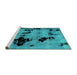 Sideview of Machine Washable Abstract Turquoise Modern Area Rugs, wshabs2012turq