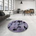 Round Abstract Lavender Purple Modern Rug in a Office, abs2012