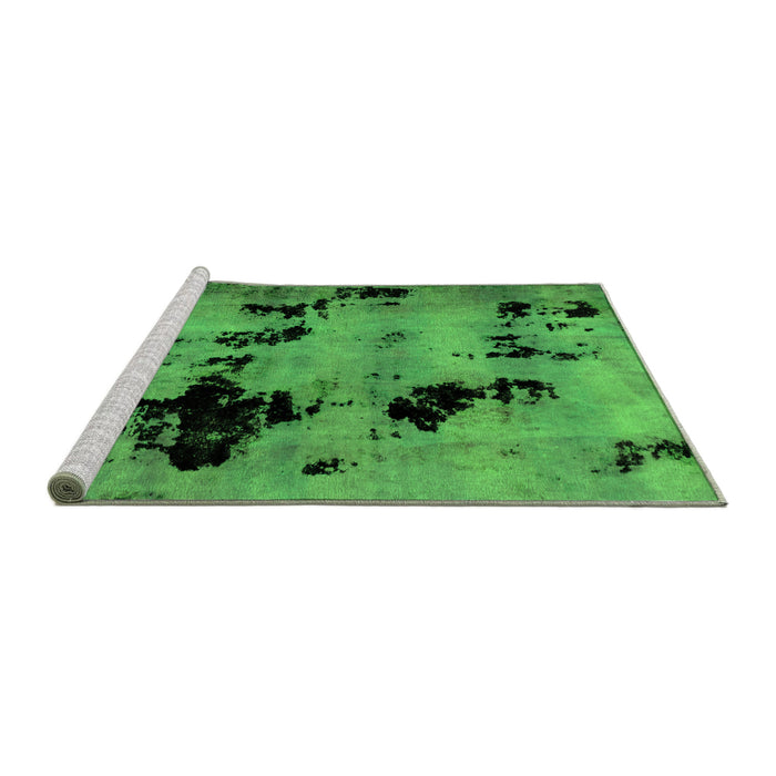 Sideview of Machine Washable Abstract Green Modern Area Rugs, wshabs2012grn