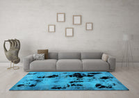 Machine Washable Abstract Light Blue Modern Rug, wshabs2012lblu