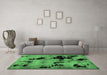 Machine Washable Abstract Emerald Green Modern Area Rugs in a Living Room,, wshabs2012emgrn