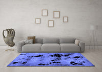 Machine Washable Abstract Blue Modern Rug, wshabs2012blu