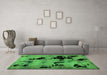 Machine Washable Abstract Green Modern Area Rugs in a Living Room,, wshabs2012grn