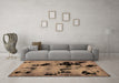 Machine Washable Abstract Brown Modern Rug in a Living Room,, wshabs2012brn