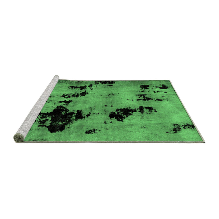 Sideview of Machine Washable Abstract Emerald Green Modern Area Rugs, wshabs2012emgrn