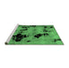 Sideview of Machine Washable Abstract Emerald Green Modern Area Rugs, wshabs2012emgrn