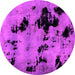 Round Machine Washable Abstract Pink Modern Rug, wshabs2012pnk