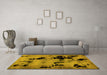 Machine Washable Abstract Yellow Modern Rug in a Living Room, wshabs2012yw