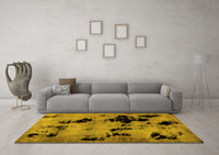 Machine Washable Abstract Yellow Modern Rug, wshabs2012yw