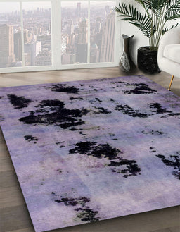 Machine Washable Abstract Lavender Purple Rug in a Family Room, wshabs2012