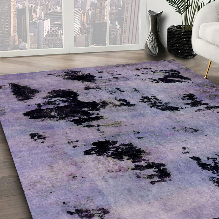 Machine Washable Abstract Lavender Purple Rug in a Family Room, wshabs2012
