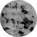 Round Machine Washable Abstract Gray Modern Rug, wshabs2012gry