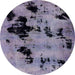 Round Machine Washable Abstract Lavender Purple Rug, wshabs2012