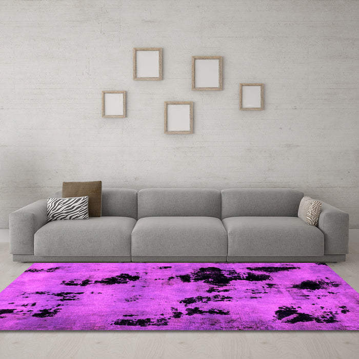 Machine Washable Abstract Pink Modern Rug in a Living Room, wshabs2012pnk