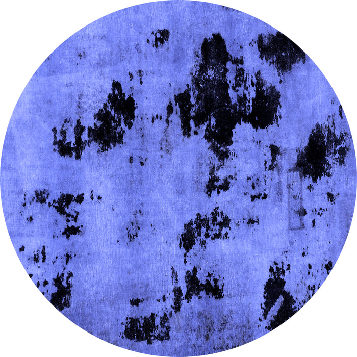 Round Machine Washable Abstract Blue Modern Rug, wshabs2012blu