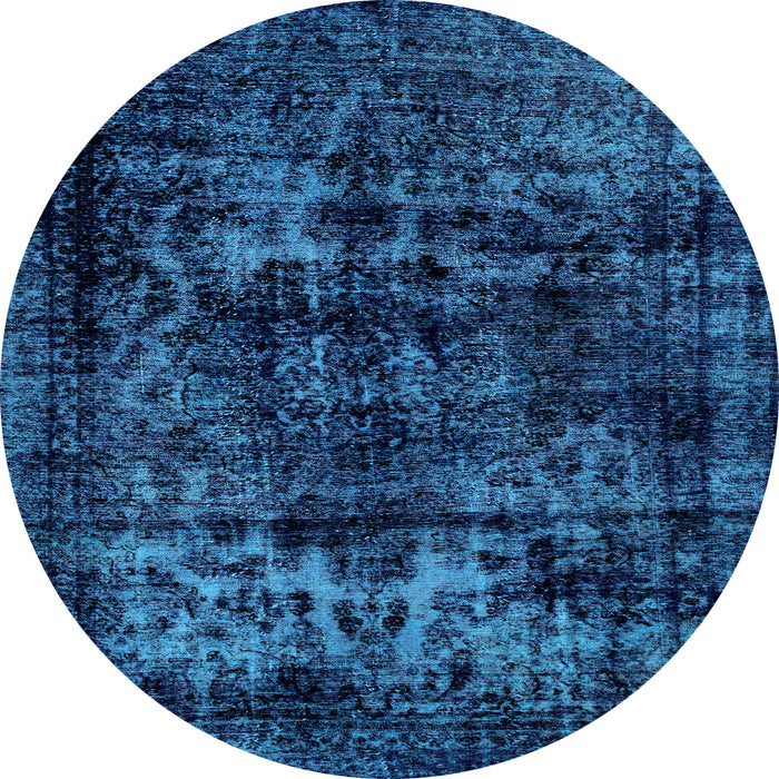 Round Machine Washable Persian Light Blue Bohemian Rug, wshabs2013lblu