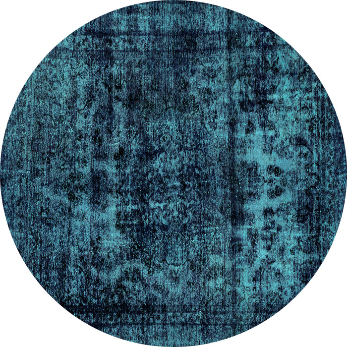 Round Machine Washable Persian Turquoise Bohemian Area Rugs, wshabs2013turq