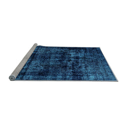 Sideview of Machine Washable Persian Light Blue Bohemian Rug, wshabs2013lblu