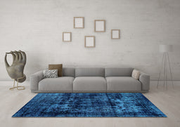 Machine Washable Persian Light Blue Bohemian Rug in a Living Room, wshabs2013lblu