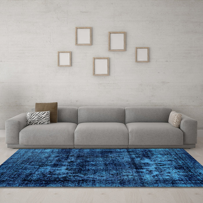 Machine Washable Persian Light Blue Bohemian Rug in a Living Room, wshabs2013lblu
